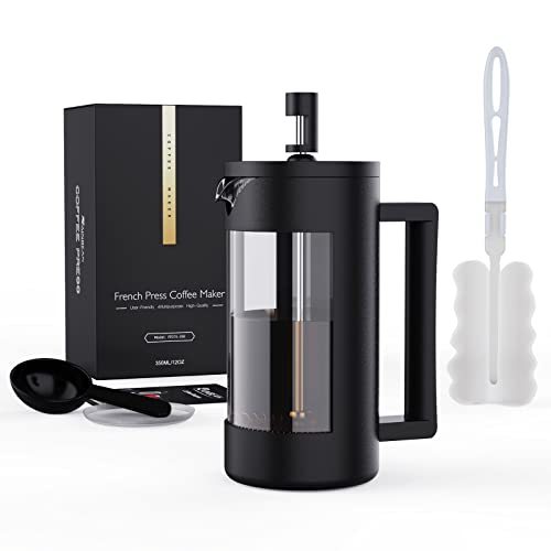 French Press Coffee Maker – BPA-Free, Rust-Free & Dishwasher Safe French Coffee Press for Tea & Frothed Milk, Medium Size, 12 Oz & 21 Oz