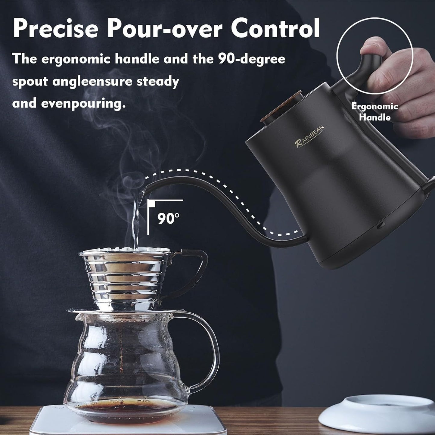 Gooseneck Electric Kettle, Stainless Steel Pour Over Coffee & Tea Kettle, Rapid Heating, Auto Shutoff, Leak-Proof Design