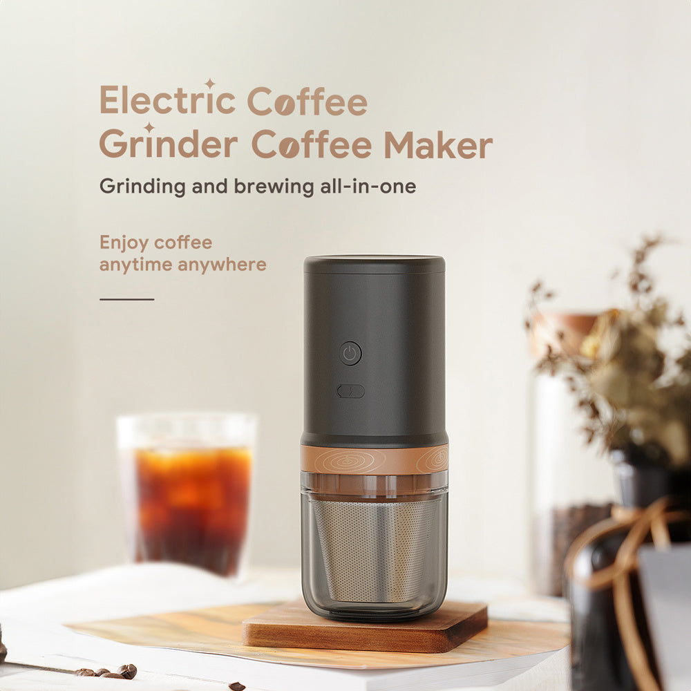 Electric Burr Coffee Grinder, 25 Gears, USB Rechargeable, Stainless Steel, with Cleaning Brush – Portable Mill for Espresso, French Press, Drip Coffee (Black)