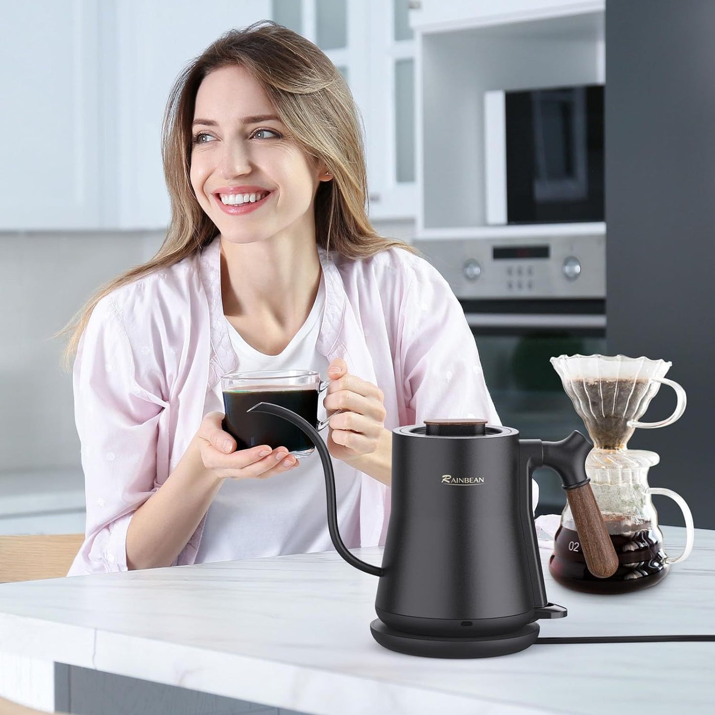 Gooseneck Electric Kettle, Stainless Steel Pour Over Coffee & Tea Kettle, Rapid Heating, Auto Shutoff, Leak-Proof Design